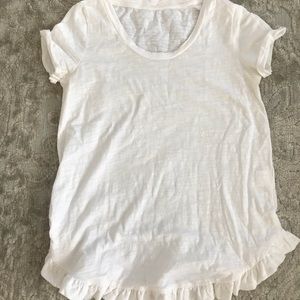 Basic white tee with ruffled bottom